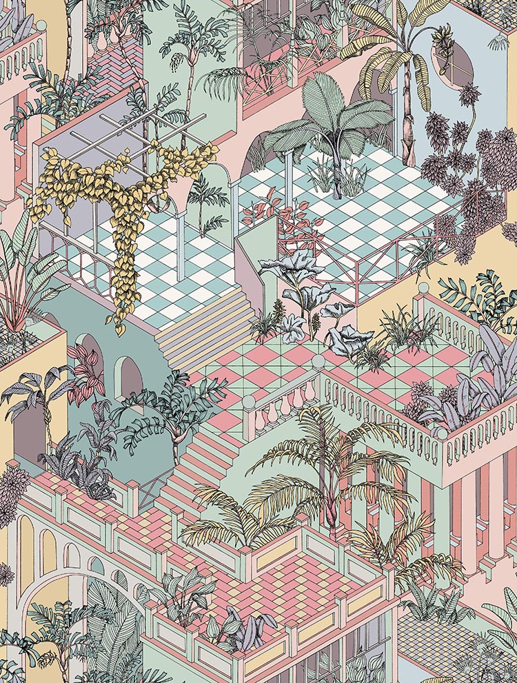 Miami Icons Wallpaper - Pastel - 112/6023