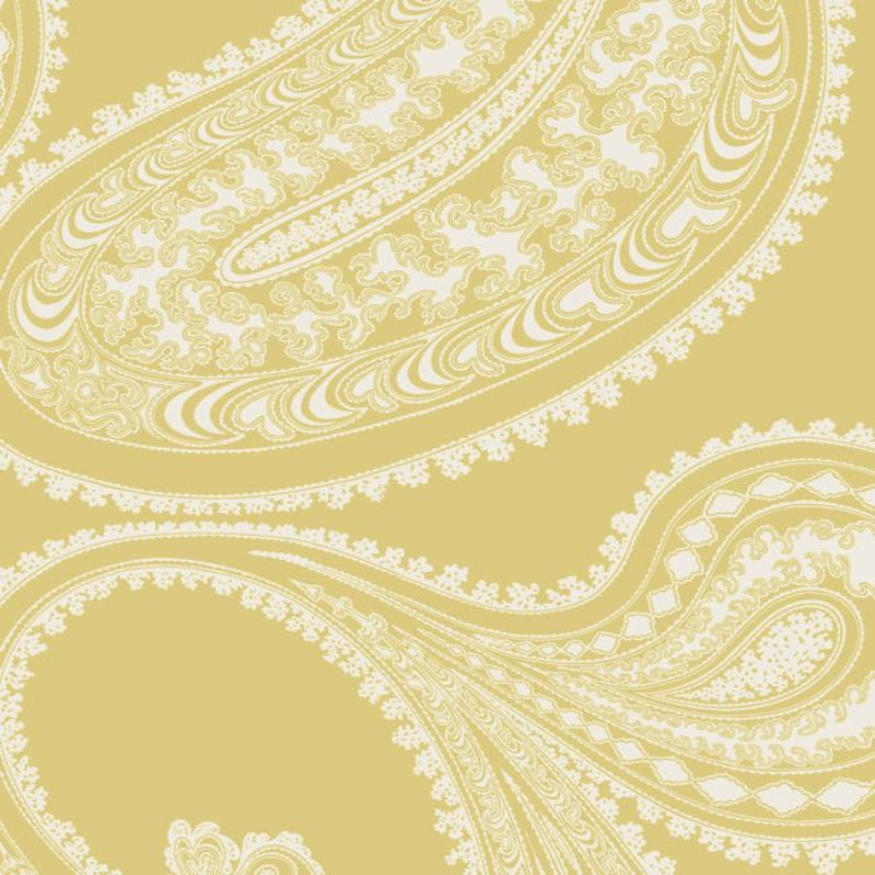 Rajapur Flock Wallpaper - Sunshine Yellow & White - 112/9031