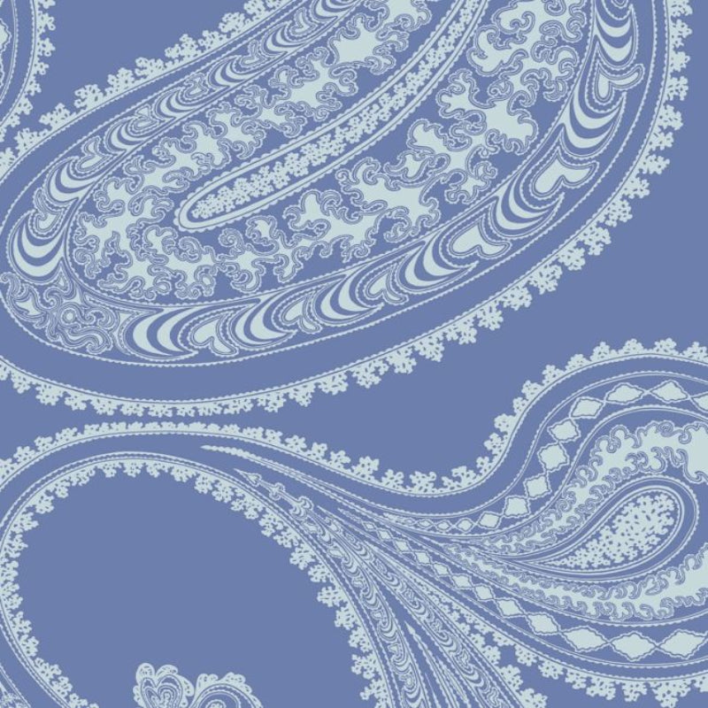 Rajapur Flock Wallpaper - Hyacinth Blue & White - 112/9032