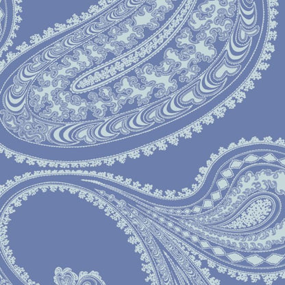 Rajapur Flock Wallpaper - Hyacinth Blue & White - 112/9032