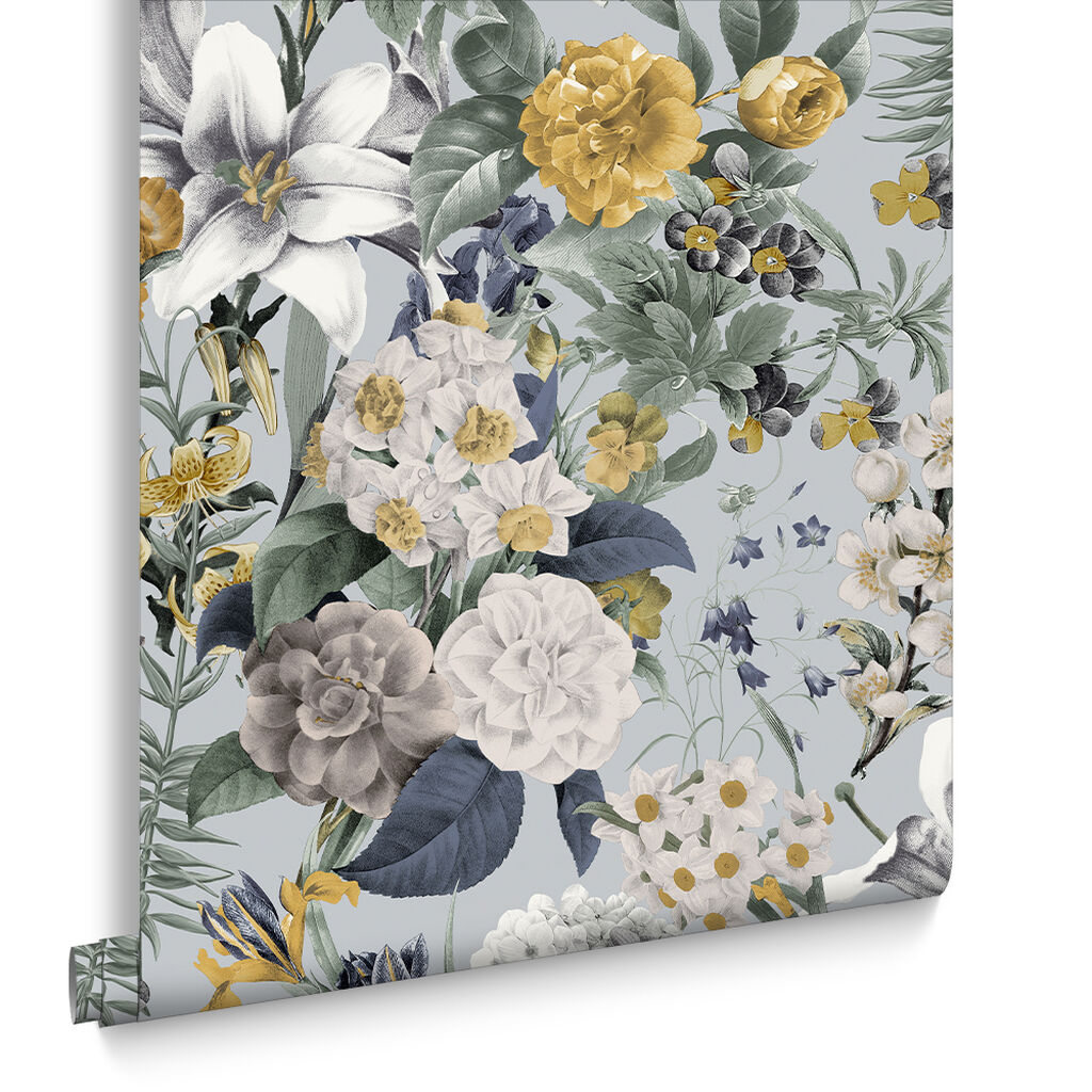 113964 - Glasshouse Flora Wallpaper - Sky - Graham & Brown