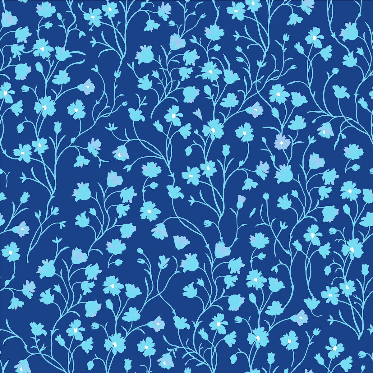 1141 - Forget Me Not Wallpaper - Deep Blue by Morris Collections