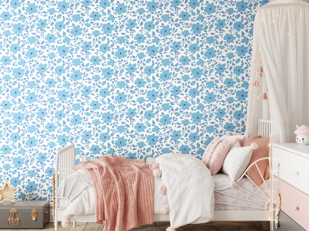 1142 - Peonie Wallpaper - Cotton Blue by Morris Collections