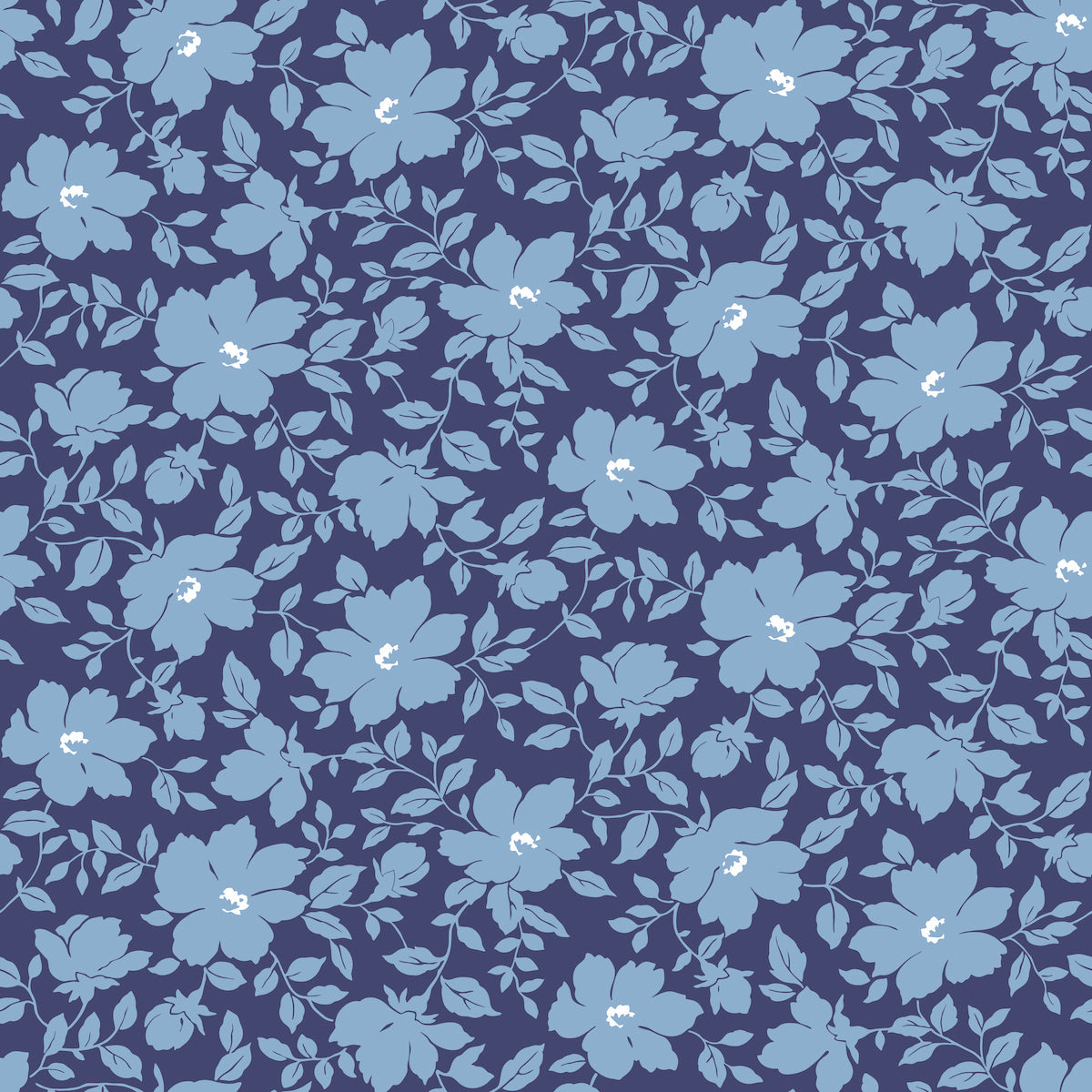 1144 - Peonie Wallpaper - Cotton Dark Blue by Morris Collections