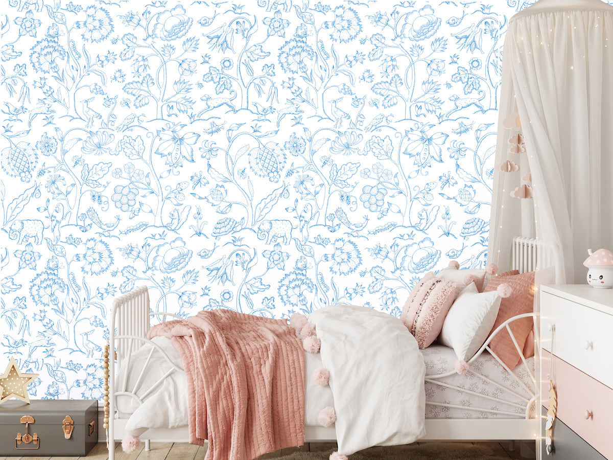 1145 - Middlemore Wallpaper - Garden Blue by Morris Collections