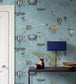 Macchine Volanti Wallpaper - Sky Blue & Metallic Gilver - 114/10021