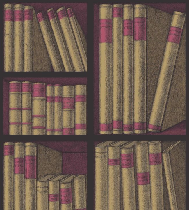 Ex Libris Wallpaper - Metallic Gold & Magenta - 114/15031