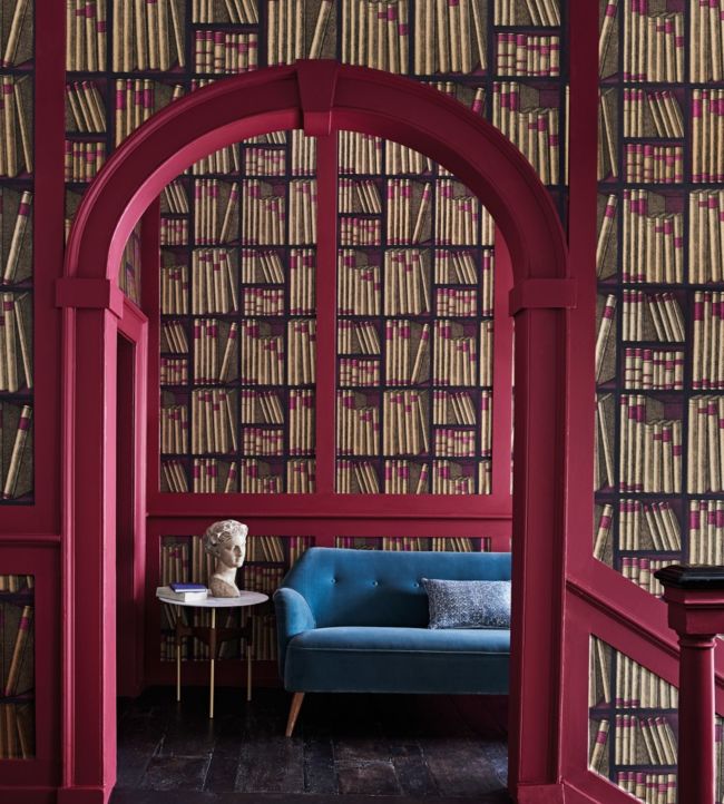 Ex Libris Wallpaper - Metallic Gold & Magenta - 114/15031