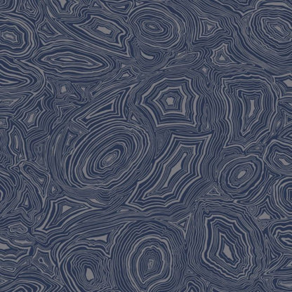 Malachite Wallpaper - Midnight & Metallic Silver - 114/17034