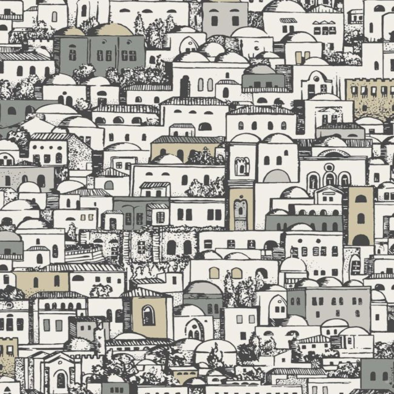 Mediterranea Wallpaper - White, Black & Metallic - 114/7013