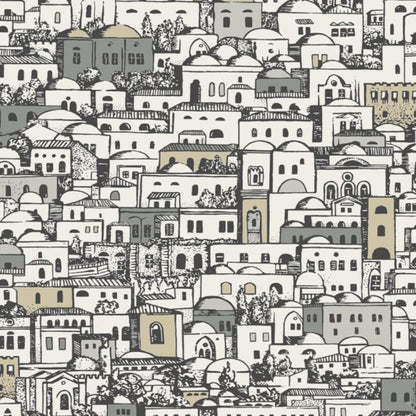 Mediterranea Wallpaper - White, Black & Metallic - 114/7013