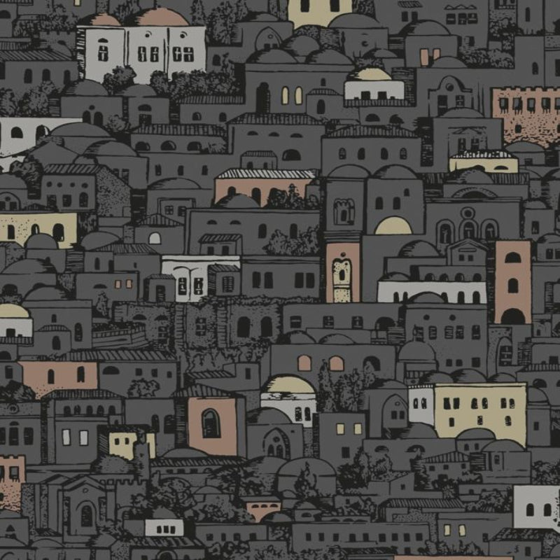Mediterranea Wallpaper - Charcoal & Metallics - 114/7014
