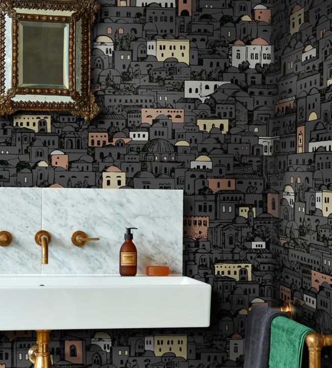 Mediterranea Wallpaper - Charcoal & Metallics - 114/7014