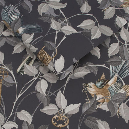 Lock and Key Wallpaper - Charcoal - 115051