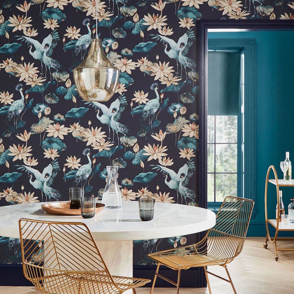 115052 - Teien Wallpaper - Navy - Graham & Brown