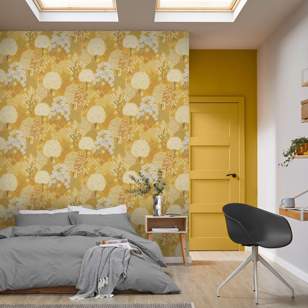 115059 - Fable Wallpaper - Mustard - Graham & Brown