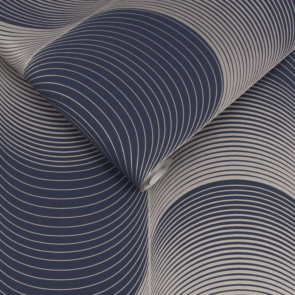 115065 - Eclipse Wallpaper - Navy Pale Gold - Graham & Brown