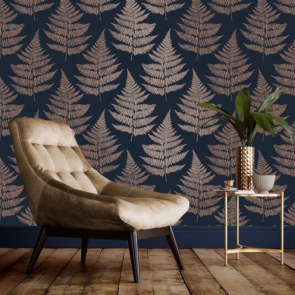 115072 - Royal Fern Wallpaper - Dusk - Graham & Brown