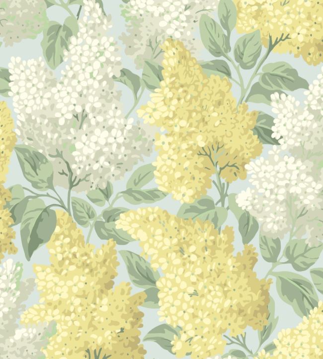 Lilac Wallpaper - Lemon & Soft Olive on Sea Foam - 115/1003
