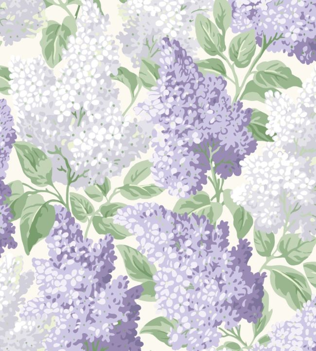 Lilac Wallpaper - Lilac & Heath Grey on White - 115/1004