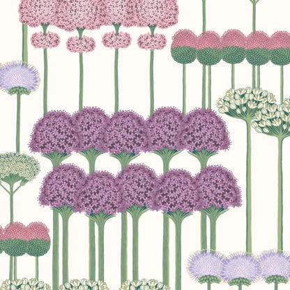 Allium Wallpaper - Mulberry, Blush & Lilac on Chalk - 115/12034