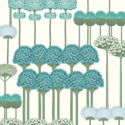Allium Wallpaper - Teal & Jade on Chalk - 115/12035