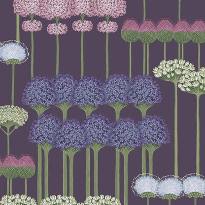 Allium Wallpaper - Mulberry & Heather on Violet - 115/12036