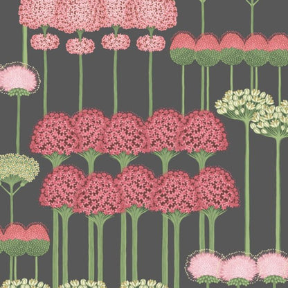 Allium Wallpaper - Coral & Leaf Green on Charcoal - 115/12037