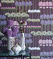Allium Wallpaper - Coral & Leaf Green on Charcoal - 115/12037