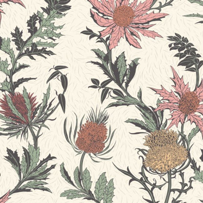 Thistle Wallpaper - Magenta & Orange on Parchment - 115/14043