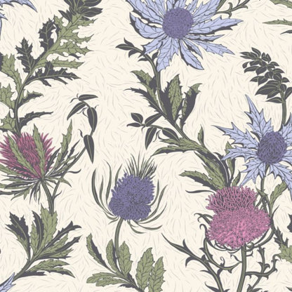 Thistle Wallpaper - Lilac & Cerise on White - 115/14044