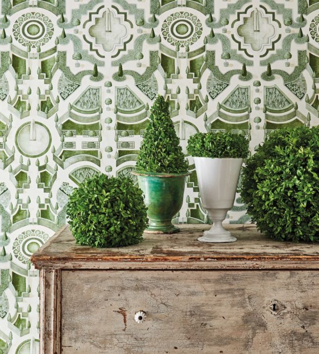 Topiary Wallpaper - China Blue - 115/2007