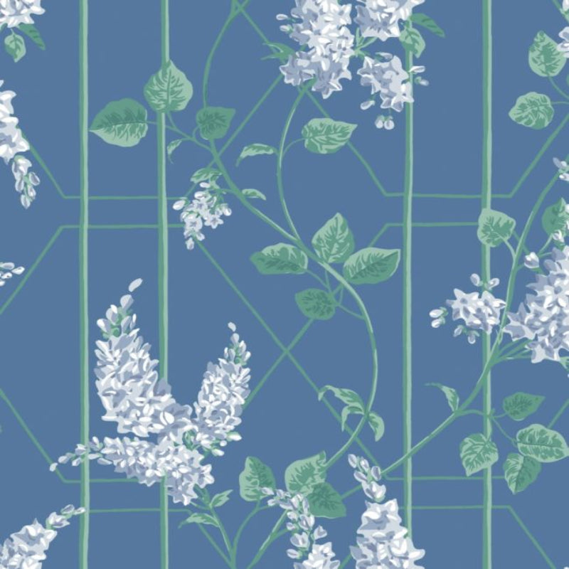 Wisteria Wallpaper - Powder Blue & Viridian on Cerulean Sky - 115/5015