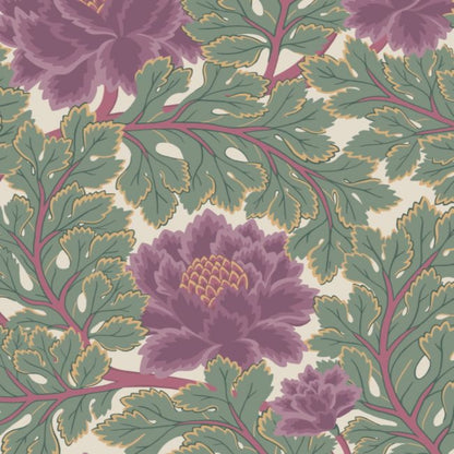 Aurora Wallpaper - Mulberry & Sage on Parchment - 116/1001