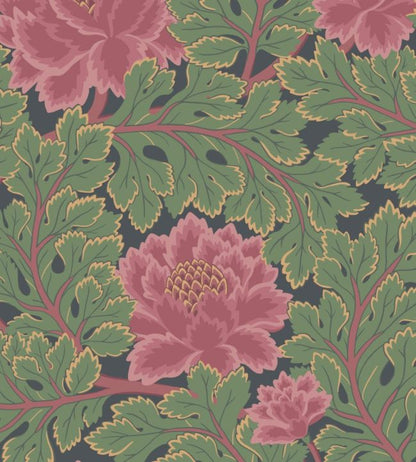 Aurora Wallpaper - Rose & Forest on Charcoal - 116/1002