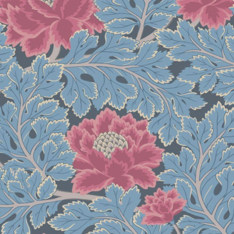 Aurora Wallpaper - Cerise & Cerulean Blue on Midnight - 116/1004