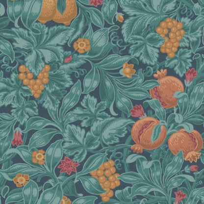 Vines of Pomona Wallpaper - Burnt Orange & Teal on Petrol - 116/2005