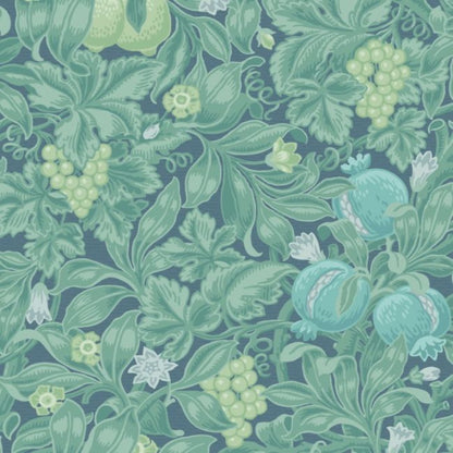 Vines of Pomona Wallpaper - Teal & Viridian on Denim - 116/2006