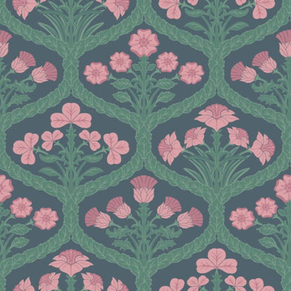 Floral Kingdom Wallpaper - Rose & Forest on Charcoal - 116/3010