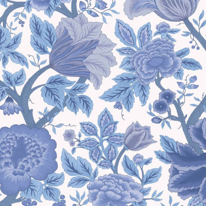 Midsummer Bloom Wallpaper - Hyacinth Blues on Chalk - 116/4016