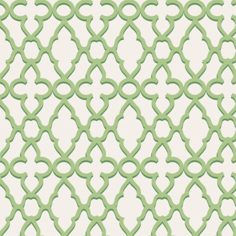 Treillage Wallpaper - Leaf Green on Chalk - 116/6022