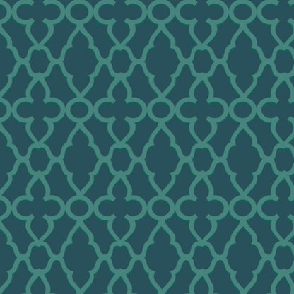 Treillage Wallpaper - Viridian on Ink - 116/6023