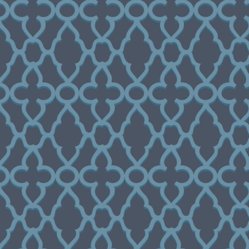 Treillage Wallpaper - Cerulean Blue on Midnight - 116/6024