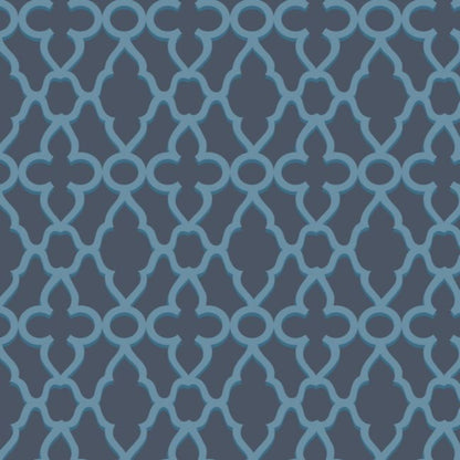 Treillage Wallpaper - Cerulean Blue on Midnight - 116/6024