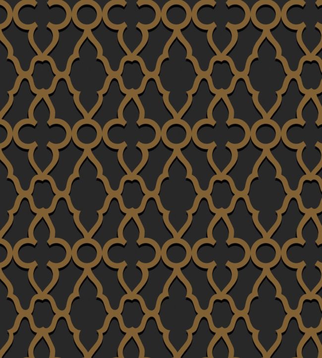 Treillage Wallpaper - Metallic Bronze on Charcoal - 116/6025