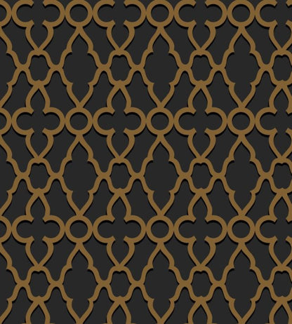 Treillage Wallpaper - Metallic Bronze on Charcoal - 116/6025