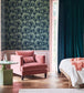 Fanfare Flock Wallpaper - Ochre on Charcoal - 116/7027