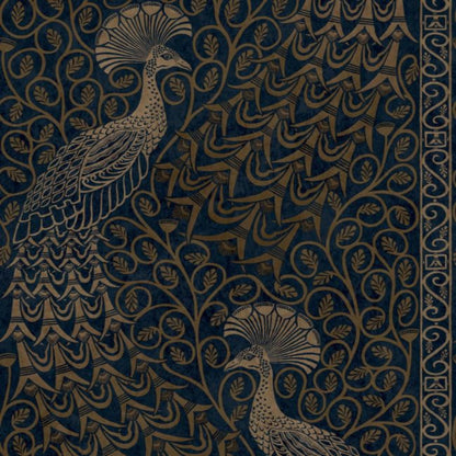 Pavo Parade Wallpaper - Metallic Bronze on Midnight - 116/8030