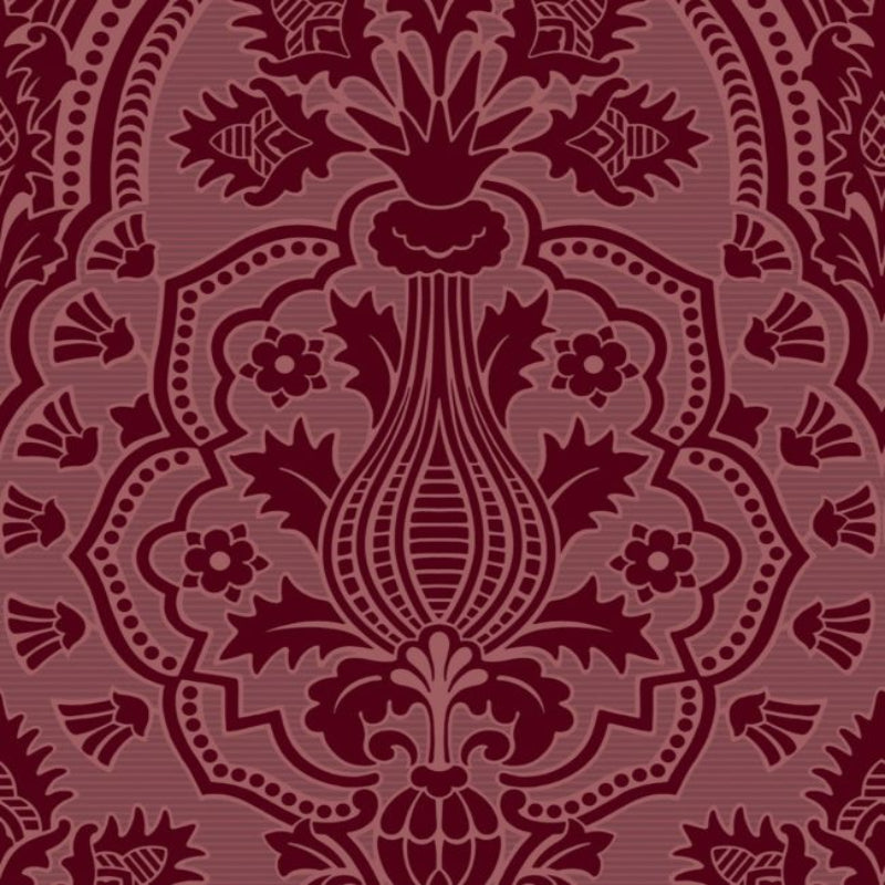 Pugin Palace Flock Wallpaper - Claret - 116/9034