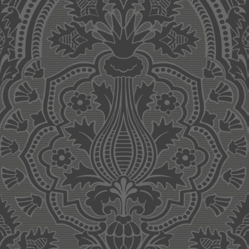 Pugin Palace Flock Wallpaper - Charcoal - 116/9035